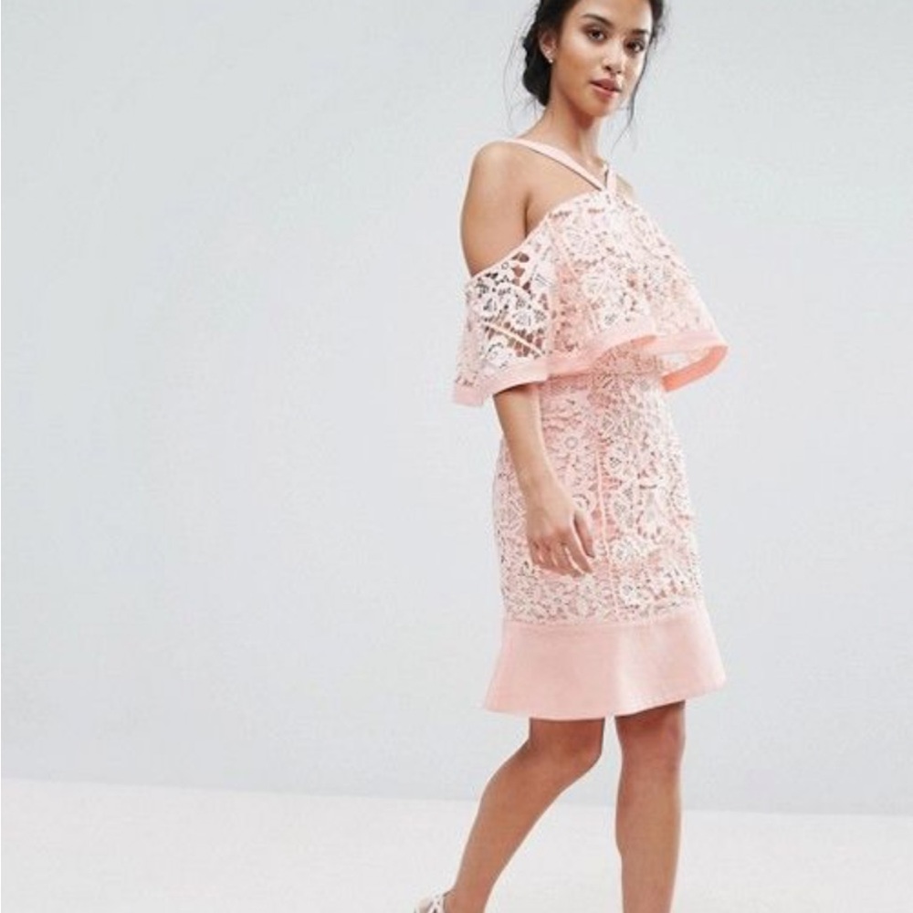 Jarlo Petite Cold Shoulder Cutwork Lace Mini Dress Petite